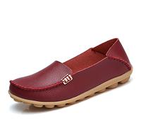 JeathFea Femmes sans Lacets Plats décontractés Bout Rond Mocassins en Cuir Confortables Mocassins en Cuir Sauvage Marche infirmière Respirant Conduite Mode Chaussures Souples