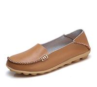 JeathFea Femmes sans Lacets Plats décontractés Bout Rond Mocassins en Cuir Confortables Mocassins en Cuir Sauvage Marche infirmière Respirant Conduite Mode Chaussures Souples