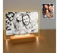 JeathFea Lampe Personnalisée avec 3D Cartoon Style Photo - Veilleuse de Cadre Photo Personnalisé - Personnalisé Famille Photo 3D Portrait Cadeau Caricature, Cadeaux pour Noël la Saint Valentin