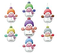 JeathFea Ornement de Noël Personnalisé 2024 - Pendentif Bonhomme de Neige en Bois, Décoration d'Arbre et Cadeau pour Sapin de Noël