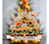 JeathFea Ornements de Noël personnalisés 2024 Famille de 2,3,4,5,6,7,8 Ornement de Noël de Renne de nom personnalisé avec nom de Texte, Cadeaux de décoration de Noël personnalisés