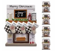 JeathFea Ornements de Noël personnalisés 2024 Famille de 2,3,4,5,6 Ornement de Noël de cheminée de nom personnalisé avec nom de Texte, Cadeaux de décoration de Noël personnalisés