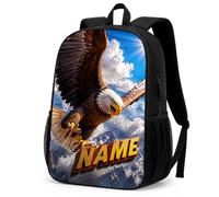 JeathFea Sac à Dos Personnalisé avec Nom, Motif Aigle, Sac à Dos Ajustable pour Tous, Sac pour l'École et le Voyage 39×29cm, Idée Cadeau Rentrée Scolaire, Cadeau d'Anniversaire