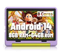 Jeazans Tablette pour enfants | Tablette Android 14 améliorée de 10" avec étui de protection, Octa-Core|64 Go, carte TF extensible de 1 To, double caméra, contrôle parental, cadeau idéal pour les