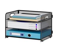 JEBELE 3 Compartiments Organisateur Bureau,Porte Revue Trieur pour Classer et Optimiser l'Espace des Documents,Plateau Document pour Ranger des Papiers A4 dans le Bureau ou à la Maison, Noir