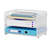 JEBELE 3 Compartiments Organisateur Bureau,Porte Revue Trieur pour Classer et Optimiser l'Espace des Documents,Plateau Document pour Ranger des Papiers A4 dans le Bureau ou à la Maison, Blanc