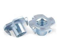 Jeboler Lot de 20 écrous à frapper M6 x 9 mm en acier au carbone avec 4 pointes à frapper pour bois et plastique (DIN 6930 / ISO 6930 g)