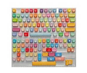 jebyltd Ergonomic 132Key Keycap Set with Colorful Graphics PBTs Construction Dyes Sub Printed for MX Switches Keyboards PBT Keycaps with Dyes Sublimations