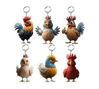 jebyltd Lot de 6 porte-clés durables en forme de coq en forme de poule pour clés, accessoires personnalisés, pendentif arbre de Noël
