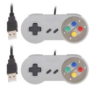 JEC Lot de 2 Manette de Jeu SFC Super Snes USB Retro USB Classic Contrôleur de jeu Jeu Vidéo Joypad Gamepad pour Windows PC Mac