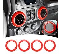 JeCar Lot de 4 garnitures de ventilation pour console centrale de tableau de bord, accessoires intérieurs compatibles avec Jeep Wrangler JK JKU 2011-2018 (rouge)