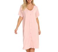 Jecarden Chemise de nuit confortable à manches courtes pour femmes, pour la maternité et pour le jour de l’accouchement à l’hôpital, rose, M