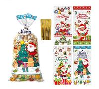 Jecdfs 100 sachets à biscuits de noël en cellophane à remplir,pochette noel