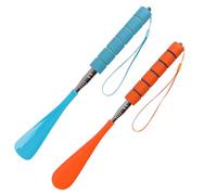 Jecdfs 2pcs Chausse Pied Long Manche Telescopique Extensible metal, Confortable et Durable pour Hommes, Femmes, Enfants et Seniors,Couleurs Bleu et Orange