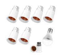 Jecdfs 6 pcs Adaptateur B22 e E27,B22 vers E27 Convertisseur de Douille,socket adapter b22 to e27,pour Ampoules LED, Incandescentes, Halogènes et CFL, 0-250V, Solution Pratique pour Éclairage à Domici
