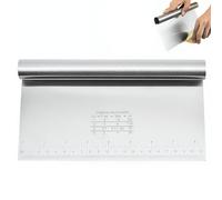Jecdfs Grande Grattoir À Pâte En Acier Inoxydable Avec Échelle De Mesure, couteau à pâte spatule de cuisine, tarte - Ustensiles de cuisine avec gravure laser, lavable au lave-vaisselle, 22x12 cm