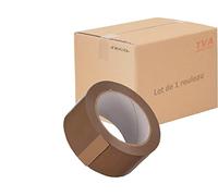 JeCo - 1 rouleau de rubans adhésifs marron PVC 50mm x 66 m - Adhésif havane, brun de Qualité Supérieure pour Emballage de Colis et Cartons