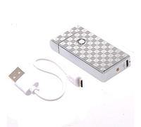 JECO® Briquet électrique Double Arc à Impulsion modèle Argent à Damier métal Luxe USB Rechargeable Plasma Pulse Inferno sans Flamme