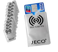 JeCo - Lot de 10 Protèges Carte Anti-RFID/PAIEMENT sans Contact étui Carte Bleue, Carte bancaire visa Master Card.