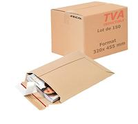 Jeco - Lot de 150 enveloppes en carton d'expédition marron taille 320 x 455mm 450g/m² pochette rigide et résistante avec fermeture auto-adhésive
