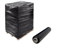JECO - Lot de 2 bobines de film étirable manuel noir opaque 450mm x 300m 17µ rouleaux film extensible pré-étiré emballage palette colis déménagement