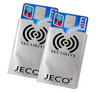 JeCo - Lot de 2 Protèges Carte Anti-RFID/PAIEMENT sans Contact étui Carte Bleue, Carte bancaire visa Master Card.