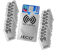 JeCo - Lot de 20 Protèges Carte Anti-RFID/PAIEMENT sans Contact étui Carte Bleue, Carte bancaire visa Master Card.