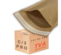 Jeco - Lot de 200 enveloppes à bulles d'air taille C/3 int. 150 x 215 mm pochettes kraft marron matelassées d'expédition PRO