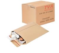 Jeco - Lot de 200 enveloppes d'expédition en carton marron format 250 x 353mm 450g/m² pochette rigide et résistante avec fermeture auto-adhésive