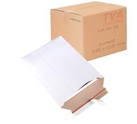 Jeco - Lot de 25 enveloppes d'expédition en carton blanche format 240 x 315mm 450g/m² pochette rigide et résistante avec fermeture auto-adhésive