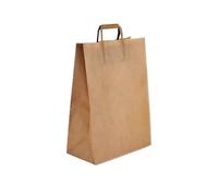 JeCo - Lot de 25 Sacs Cabas en Papier Kraft Brun avec poignée Plate 320 x 160 x 440 mm 24 litres résistant Papier 80g/m² Sac Marron Havane Vente à emporter Emballage Commerce Sac Cadeau
