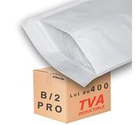 Jeco - Lot de 400 enveloppes à bulles d'air kraft blanches taille B/2 int. 120 x 215 mm pochettes matelassées d'expédition PRO