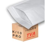 Jeco - Lot de 50 enveloppes à bulles d'air kraft blanches K/10 int. 350 x 470 mm pochettes matelassées d'expédition PRO