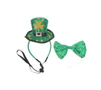 JECOMPRIS 1 Ensemble de mini serre-tête chapeau haut-de-forme pour la Saint-Patrick - Chapeau de lutin irlandais avec nœud - Accessoire de déguisement pour les fêtes à thème « Tea Party » pour