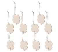 JECOMPRIS 10 Pièces Découpes en Bois Non Finies with Corde en Lin Beige de Trèfle à Quatre Feuilles and Souvenirs de Fête Saint-patrick for Decoration DIY