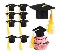 JECOMPRIS 10 pièces Mini Graduation Caps Cake Decorations Lightweight Graduation Party Souvenirs Tassel Mini Doctoral Figurines For Celebration
