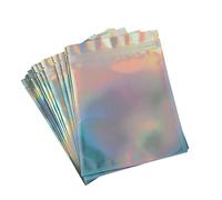 JECOMPRIS 100pièces à Bijoux Plastique Holographiques Autocollants Pochette Zippée pour Fête Mariage Stockage Et Voyage