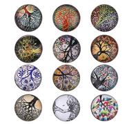 JECOMPRIS 12 Pièces Boutons Ronds Arbre de Vie en Verre | Accessoires de Bijoux, Usage Créatif pour Portefeuille et Ceinture, Style Rond, Lot Décoratif