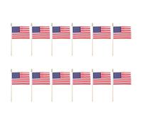 JECOMPRIS 12 Pièces Drapeau à Main Usa 10x15cm en Polyester Mât en Bois 25cm, Drapeau Portatif, pour Événements et 4 Juillet, Résistant la Déchirure, Ambiance Patriotique