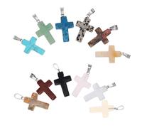 JECOMPRIS 12pcs Pendentifs Croix en Pierre Naturelle Fabrication de Bijoux, Contemplation et Harmonie Intérieure, pour Décoration Maison et Création Artisanale Couleur Couleur Aléatoire