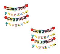 JECOMPRIS 2 Ensembles Bannière De Bienvenue Pour Rentrée Scolaire Décoration De Classe Design Welcome Accessoire Pour Premier Jour École Photos 4 Pièces * 2