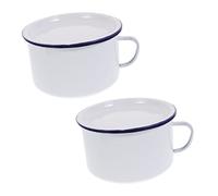 JECOMPRIS 2 pièces Bol à Soupe Émaillé Vintage Grand Bol à Ramen Résistant pour Nouilles Instantanées Riz Fruits Facile à Nettoyer et Décoratif