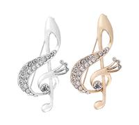 JECOMPRIS 2 Pièces Broche Musicale Strass Lot de Épingles Décoratives pour Femmes Accessoire pour Costumes Tenues Raffinées Argenté