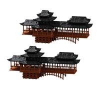 JECOMPRIS 2 Pièces Décor Paysager Petit Pont pour Jardin en Plastique, Ornement de Micro-Pont, pour Bonsaï et Micro Paysage, Architecture Chinoise Traditionnelle, Détails Raffinés