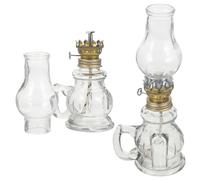 JECOMPRIS 2 Pièces Lampe à Pétrole Rétro Vintage en Verre 100ml, Éclairage | Mèche Coton, Abat-jour Verre Coupe-vent, 4 Mèches Incluses, Usage Coupure de Courant et Milieu sans Électricité