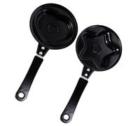 JECOMPRIS 2 pièces Mini Omelette Pan Non-stick Cartoon Heart And Star Shape Portable Mini Cooking Pan For Eggs Pancakes And Breakfast Set