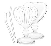 JECOMPRIS 2 Pièces Verre à Cocktail D'amour En Forme De Verrerie Unique Paille Lunettes De Coeur Tasses De Coeur D'amour Verrerie à Boire Unique Cœur Pseudo Coloré Cocktail De Coeur Un Verre