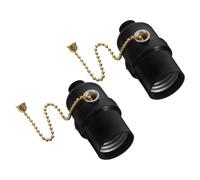 JECOMPRIS 2pièces Douille à Tirette Métal et Bakélite pour Lampe de Table et Lampadaire Base Filetée Interrupteur à Chaînette Noir Installation Facile pour Éclairage Domestique