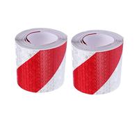 JECOMPRIS 2rouleaux Ruban Réfléchissant Rouge Et Blanc Autocollant De Sécurité Nocturne Bande Avertissement Pour Véhicule Et Marquage Routier Résistante Aux Intempéries