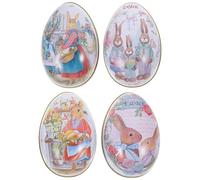 JECOMPRIS 4 Boîtes à Bonbons en Fer-blanc pour Pâques, Grandes Boîtes Œuf Décoratives Couvercles, Conteneurs de Stockage Métalliques Festifs pour Friandises et Chocolats, Rangement Présent